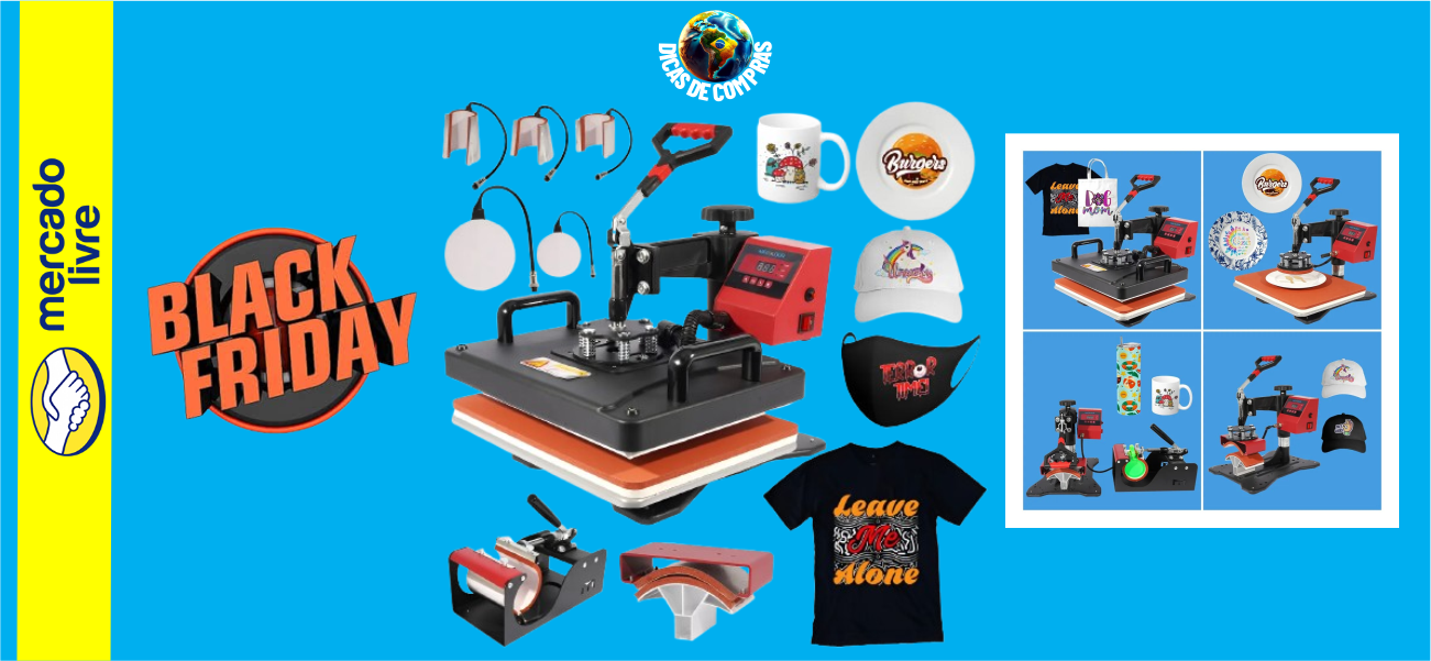 Prensa Térmica 8em1 na Black Friday Mecolour Oferta