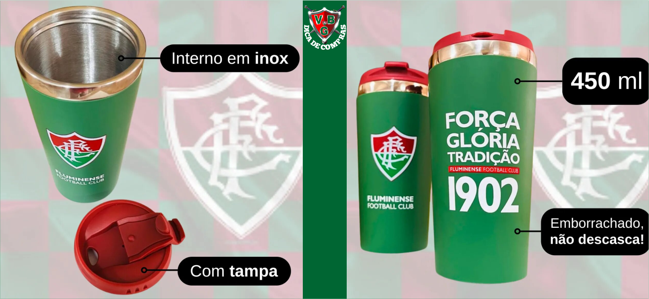 Oferta Imperdível: Copo térmico emborrachado do flu com 26% Off