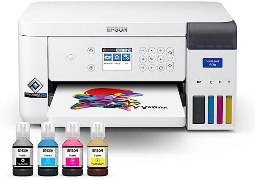         Impressora EPSON Sublimática Surecolor F170, tanque de tinta colorida - USB, A4, Branca, C11CJ80202       