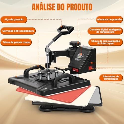 8 EM 1 Prensa Térmica Sublimação 110V, Prensa Térmica, Máquina de Estampar Camisetas, Máquinas de Prensa Térmica Transferência de Calor Por para Camisetas Caneca Chapéu Placa       