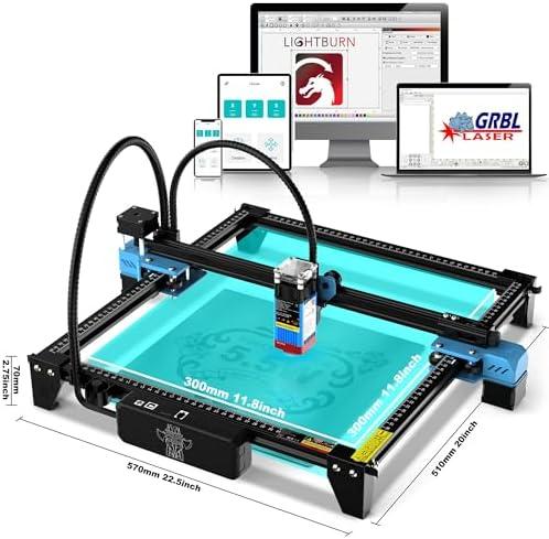         TTS-55 PRO 5500mW máquina de gravação a laser cortador a laser ferramenta de gravação de corte a laser para madeira, metal, alumínio, vidro, couro       