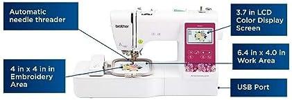         Brother Máquina de bordar computadorizada Elite PE545 com tela LCD sensível ao toque de 9,5 cm com pacote de costura (3 itens)       
